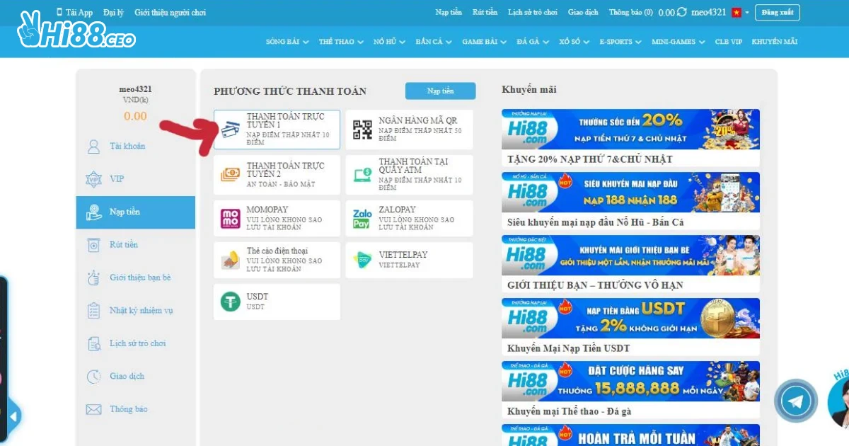 Cách Nạp Và Rút Tiền An Toàn Tại Hi88